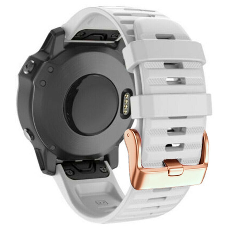 20mm simple stripe silicone strap with rose gold buckle for Garmin watch - White#serie_9