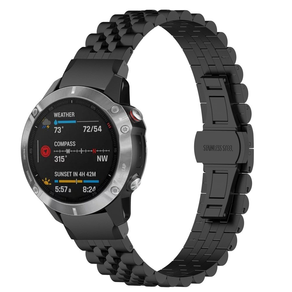 Super Fed Metal Universal Rem passer til Garmin Smartwatch - Sort#serie_5