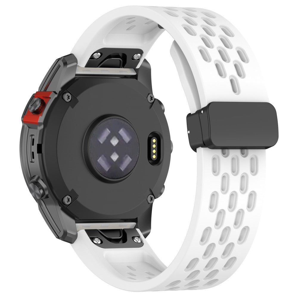 22mm multi-hole style silicone strap with buckle for Garmin Watch - White#serie_2