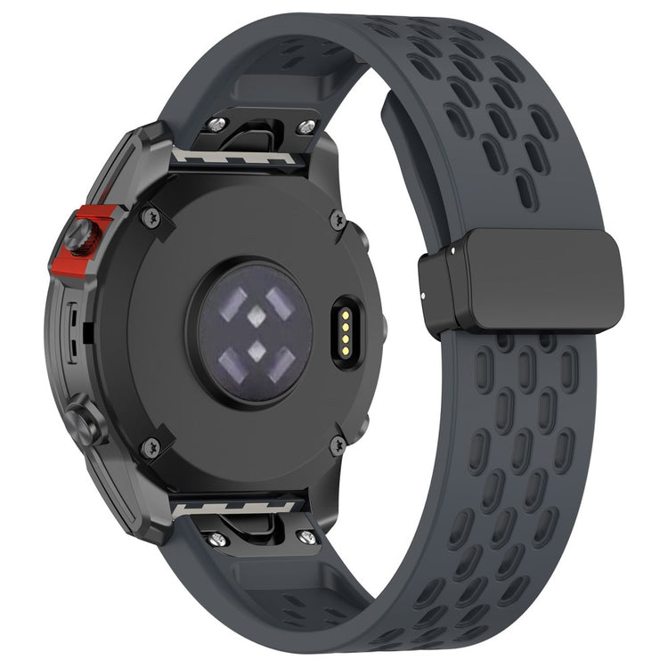 22mm multi-hole style silicone strap with buckle for Garmin Watch - Dark Grey#serie_3