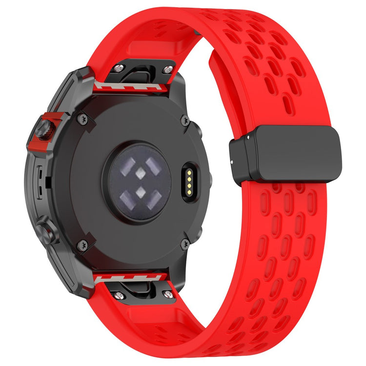 22mm multi-hole style silicone strap with buckle for Garmin Watch - Red#serie_4