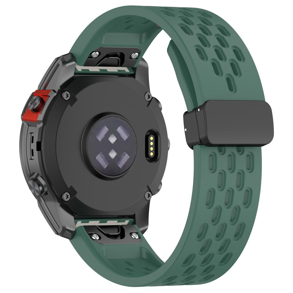 22mm multi-hole style silicone strap with buckle for Garmin Watch - Dark Green#serie_7