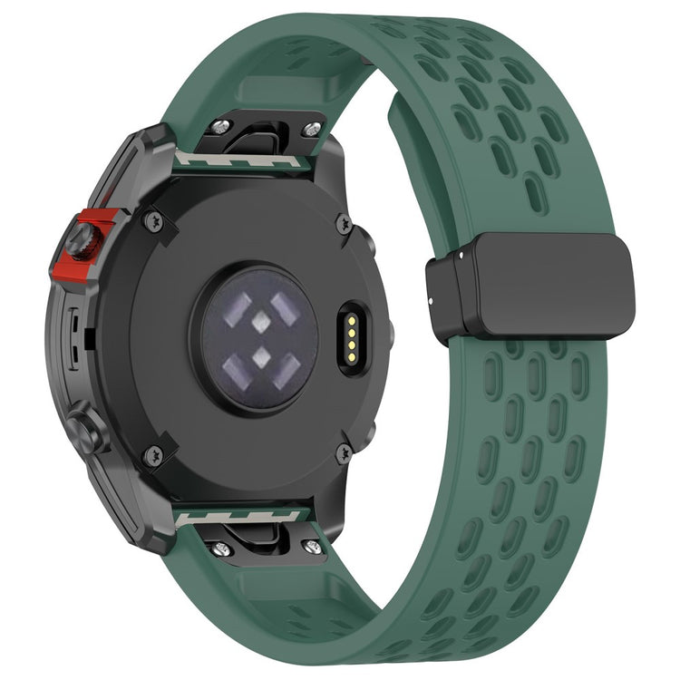 22mm multi-hole style silicone strap with buckle for Garmin Watch - Dark Green#serie_7