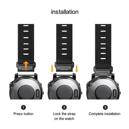 26mm nylon strap for Garmin watch - Black / Grey#serie_1