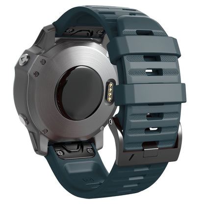 26mm simple stripe silicone strap with black buckle for Garmin watch - Navy Blue#serie_8
