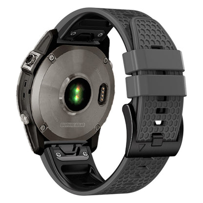 22mm dual-color honeycomb style silicone strap for Amazfit / Garmin / Coros watch - Charcoal Grey+Black#serie_9