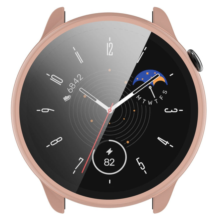 Beskyttende Cover med Skærmbeskytter i Plastik og Hærdet Glas passer til Amazfit GTR Mini - Pink#serie_1
