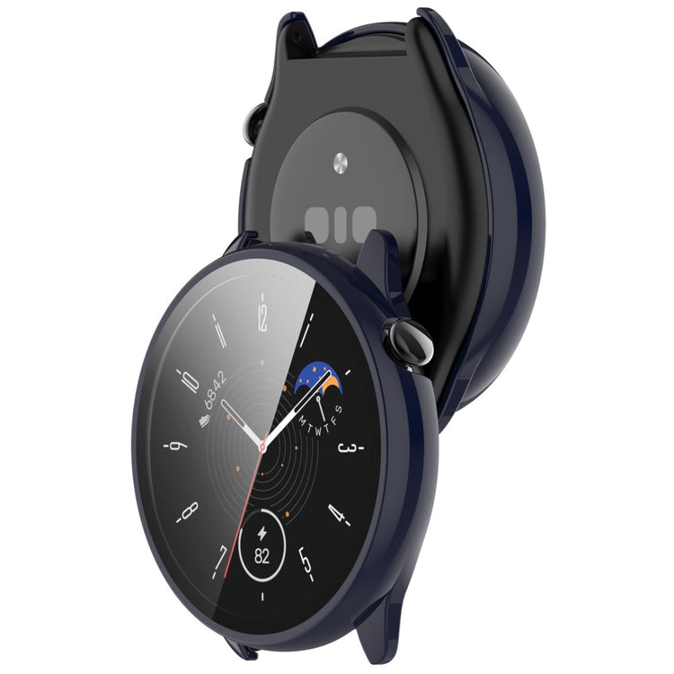 Beskyttende Cover med Skærmbeskytter i Plastik og Hærdet Glas passer til Amazfit GTR Mini - Blå#serie_3