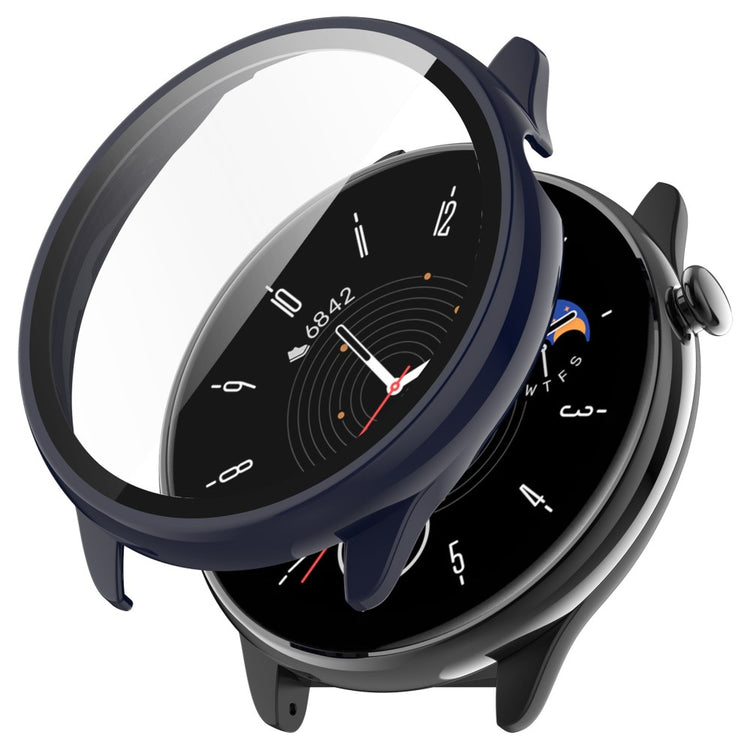 Beskyttende Cover med Skærmbeskytter i Plastik og Hærdet Glas passer til Amazfit GTR Mini - Blå#serie_3