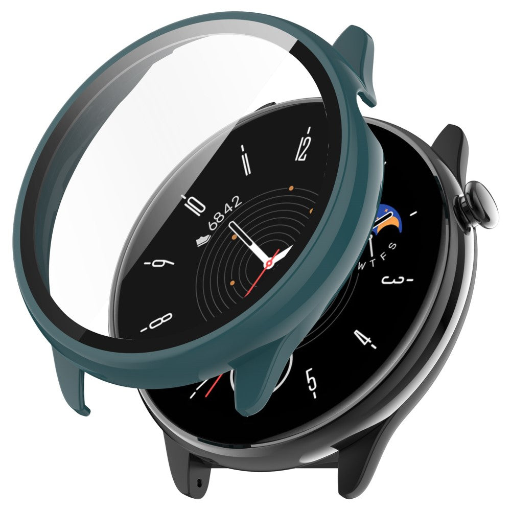 Beskyttende Cover med Skærmbeskytter i Plastik og Hærdet Glas passer til Amazfit GTR Mini - Grøn#serie_4