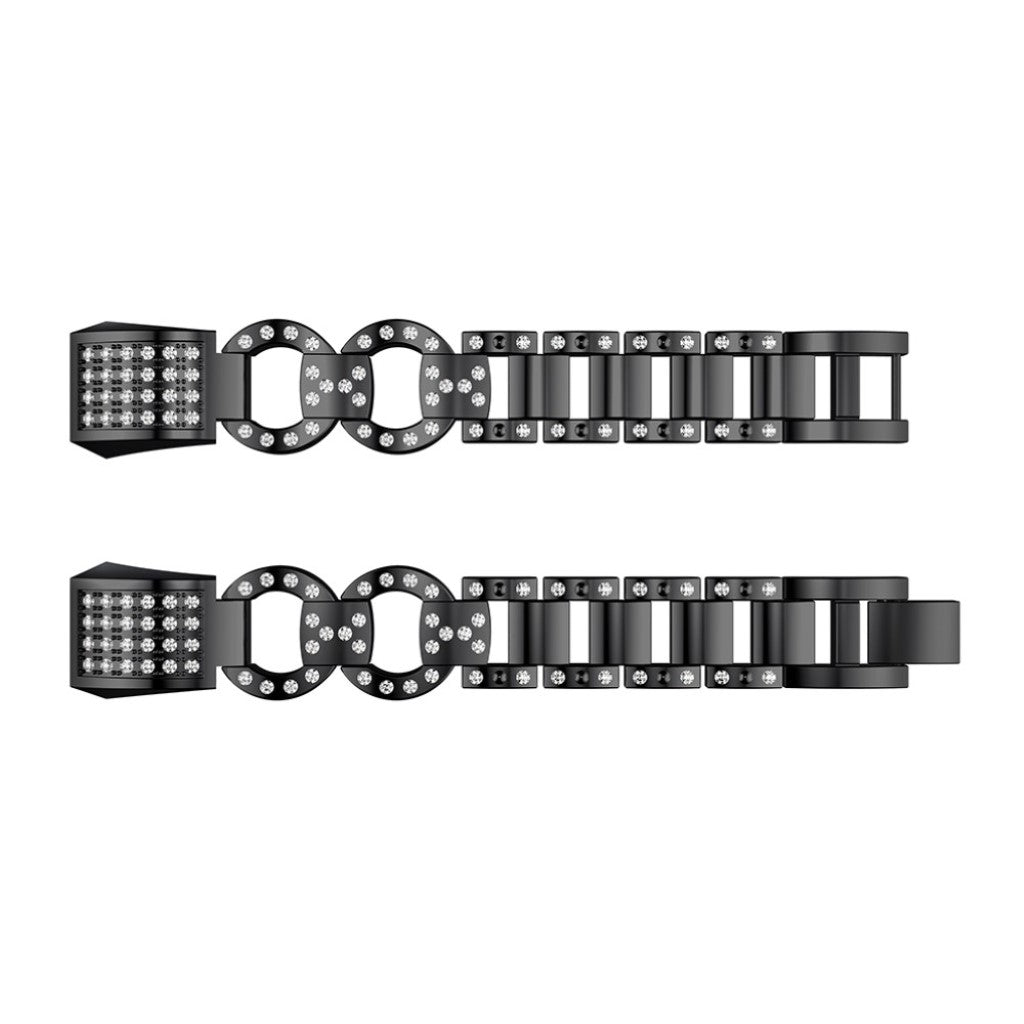 Meget nydelig Fitbit Alta HR Metal og Rhinsten Rem - Sort#serie_4