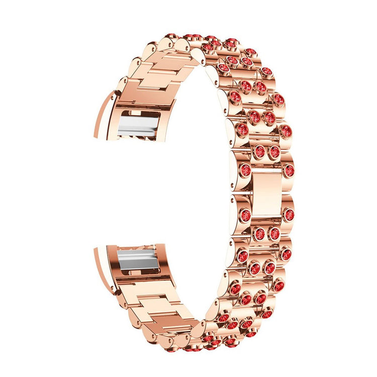 Mega fint Fitbit Charge 2 Metal og Rhinsten Rem - Pink#serie_3