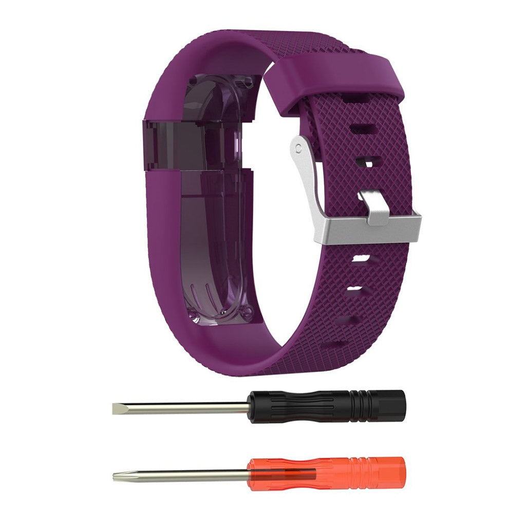 Vildt fantastisk Fitbit Charge HR Silikone Rem - Størrelse: L - Lilla#serie_1