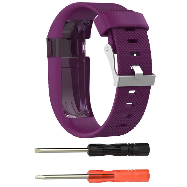 Vildt fantastisk Fitbit Charge HR Silikone Rem - Størrelse: L - Lilla#serie_2