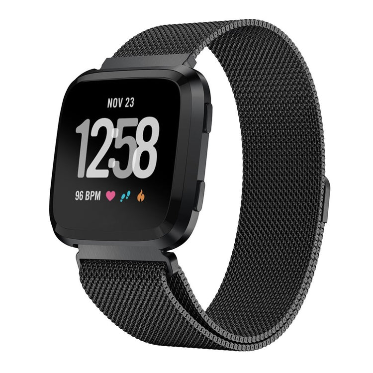 Rigtigt smuk Fitbit Versa Metal Rem - Sort#serie_3
