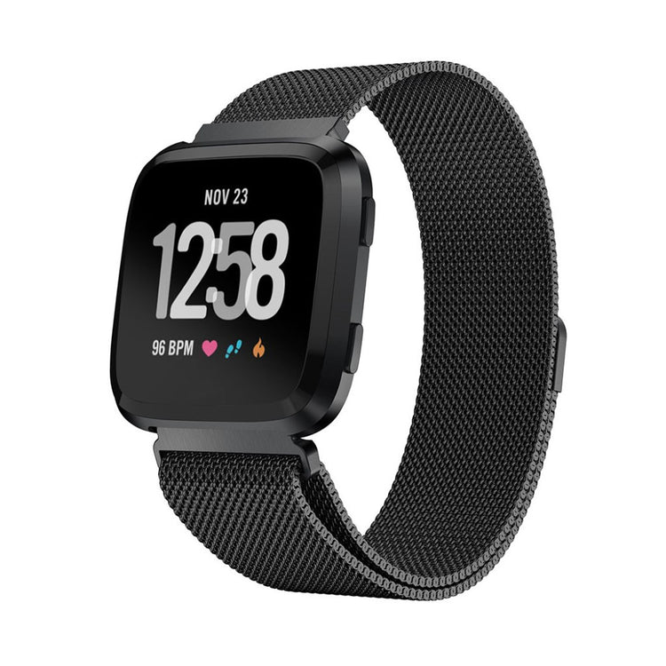 Rigtigt smuk Fitbit Versa Metal Rem - Sort#serie_3