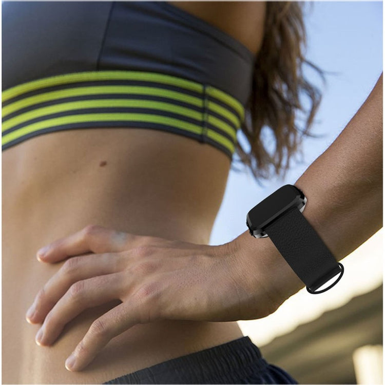 Flot Fitbit Versa Ægte læder Rem - Sort#serie_3
