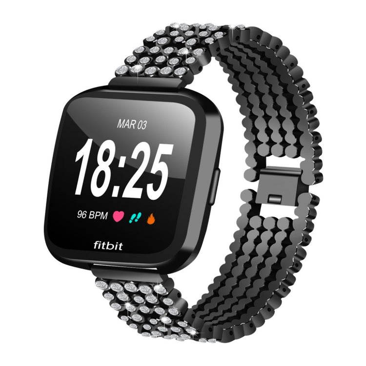 Vildt kønt Fitbit Versa Metal og Rhinsten Rem - Sort#serie_3