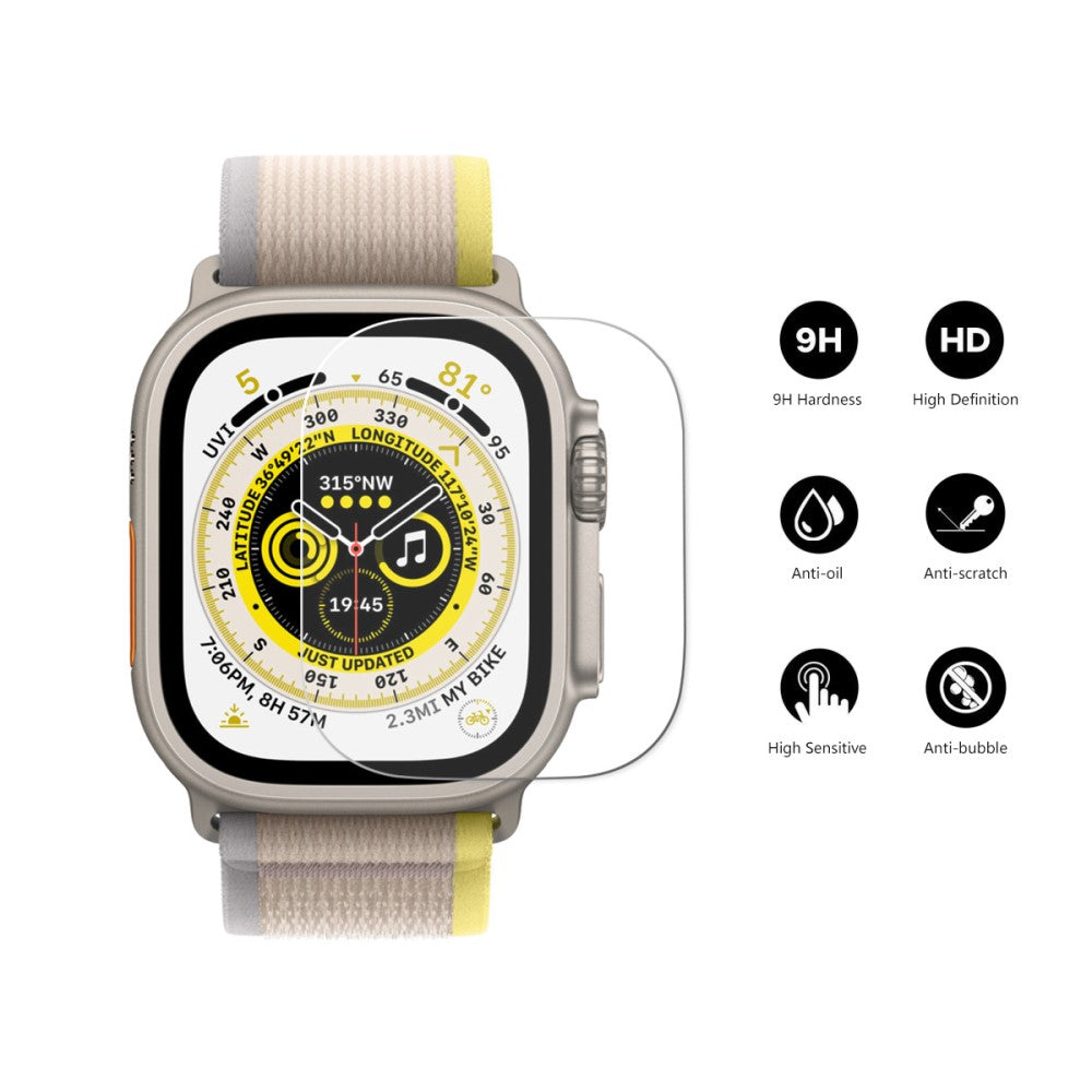 2stk Apple Watch Ultra Hærdet Glas  0.2mm Skærmbeskytter - Gennemsigtig#serie_595