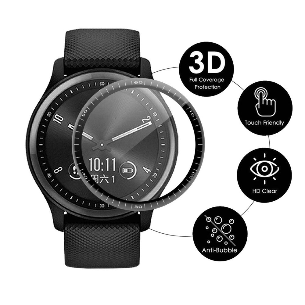 Garmin Vivomove Sport Plastik  3D Kurvet Skærmbeskytter - Gennemsigtig#serie_194