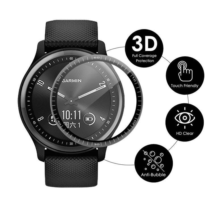 2stk Garmin Vivomove Sport Plastik  HD  3D Kurvet Skærmbeskytter - Gennemsigtig#serie_197