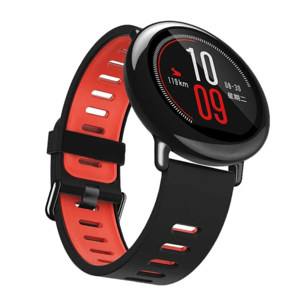 Universal two-tone soft silicone watch band strap - Black / Red#serie_3