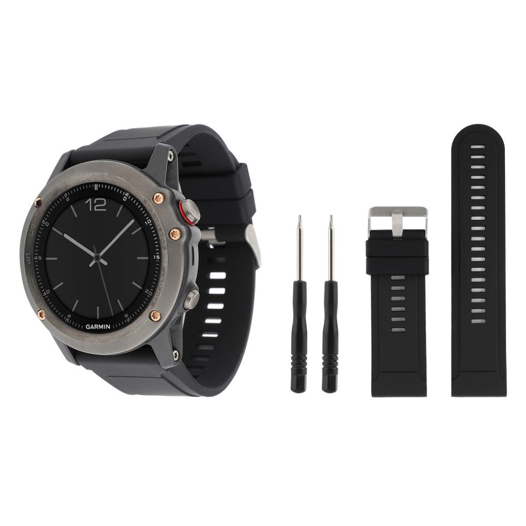 Helt vildt skøn Garmin Fenix 5 Silikone Rem - Sort#serie_1