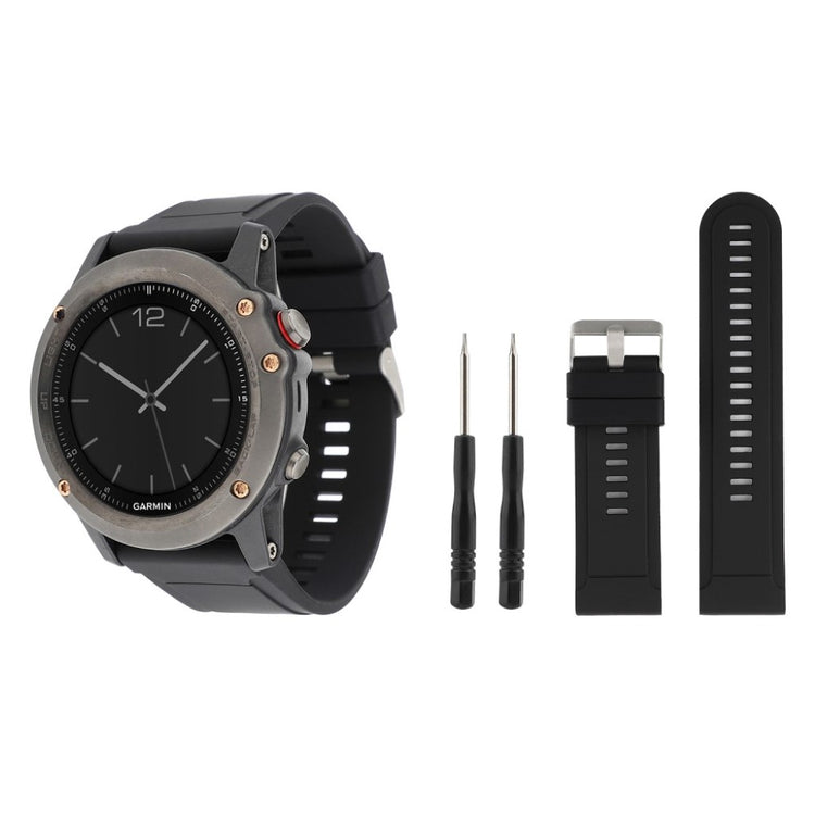 Helt vildt skøn Garmin Fenix 5 Silikone Rem - Sort#serie_1
