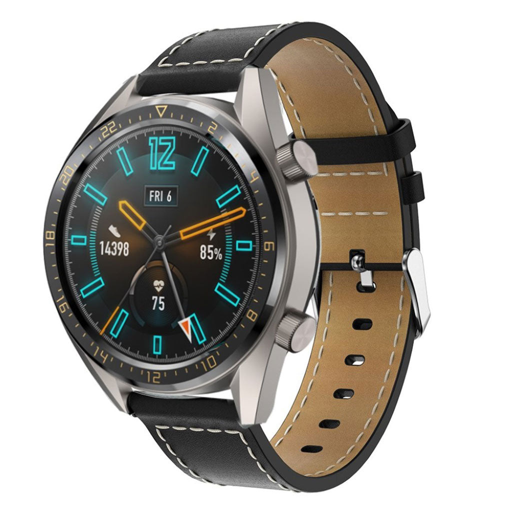 Universal 22mm genuine leather watch band - Black#serie_1