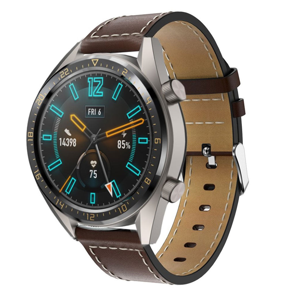 Universal 22mm genuine leather watch band - Dark Brown#serie_3