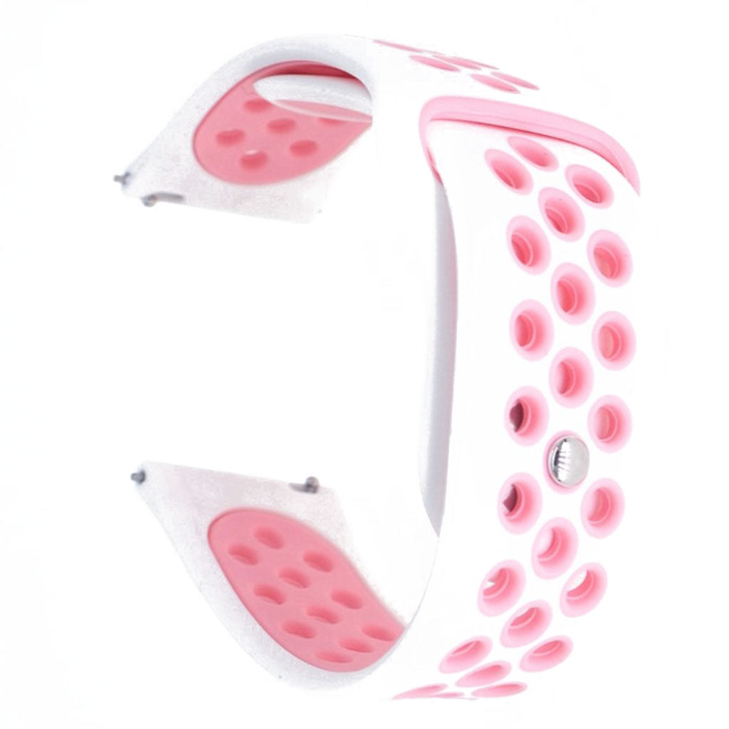 20mm Universal two-tone silicone watch band - White / Pink#serie_1