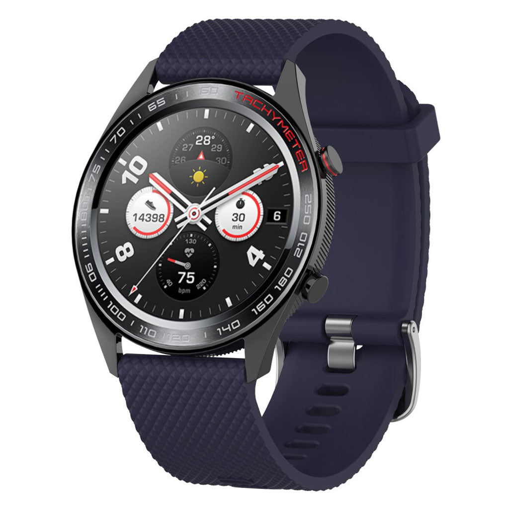 Huawei Watch GT / Samsung Galaxy Watch 46mm rhombus texture silicone watch band - Dark Blue#serie_10