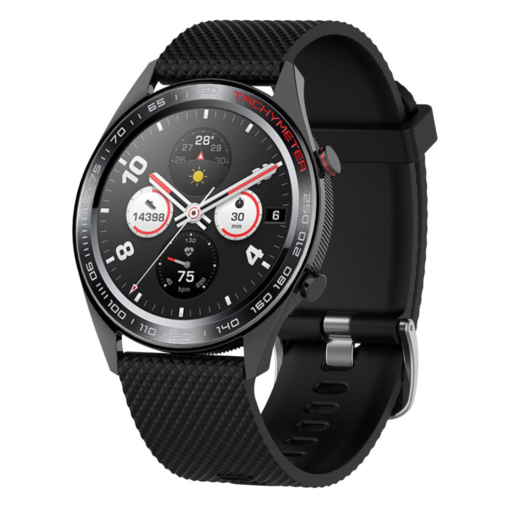 Huawei Watch GT / Samsung Galaxy Watch 46mm rhombus texture silicone watch band - Black#serie_1