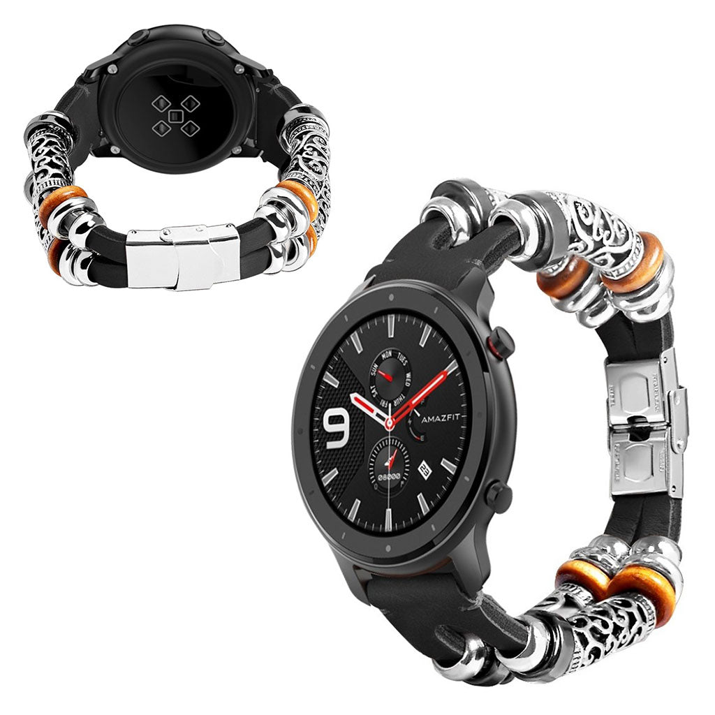 Amazfit GTR 47mm / Samsung Galaxt Watch (46mm) retro cowhide leather watch band - Black#serie_1