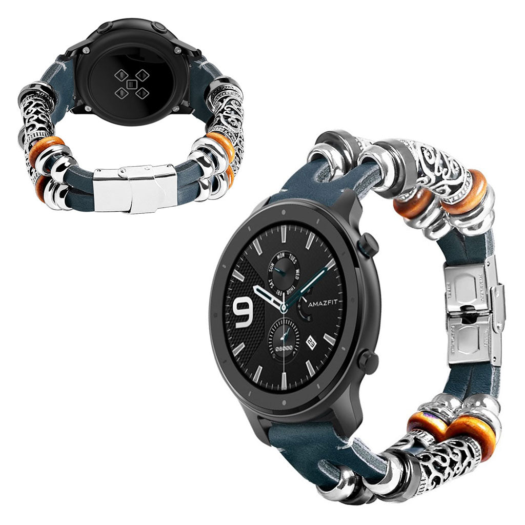 Amazfit GTR 47mm / Samsung Galaxt Watch (46mm) retro cowhide leather watch band - Dark Blue#serie_4