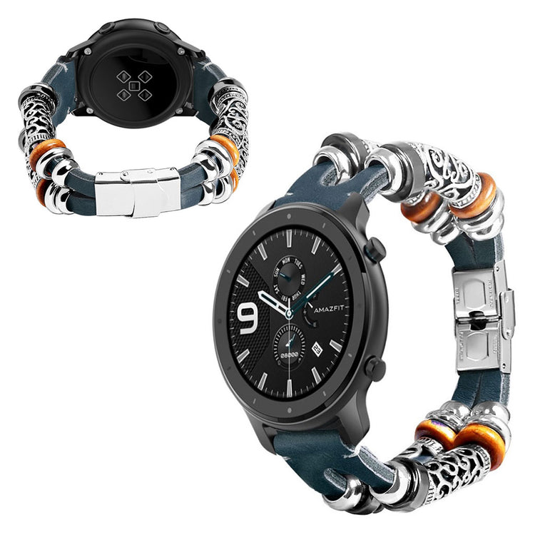 Amazfit GTR 47mm / Samsung Galaxt Watch (46mm) retro cowhide leather watch band - Dark Blue#serie_4