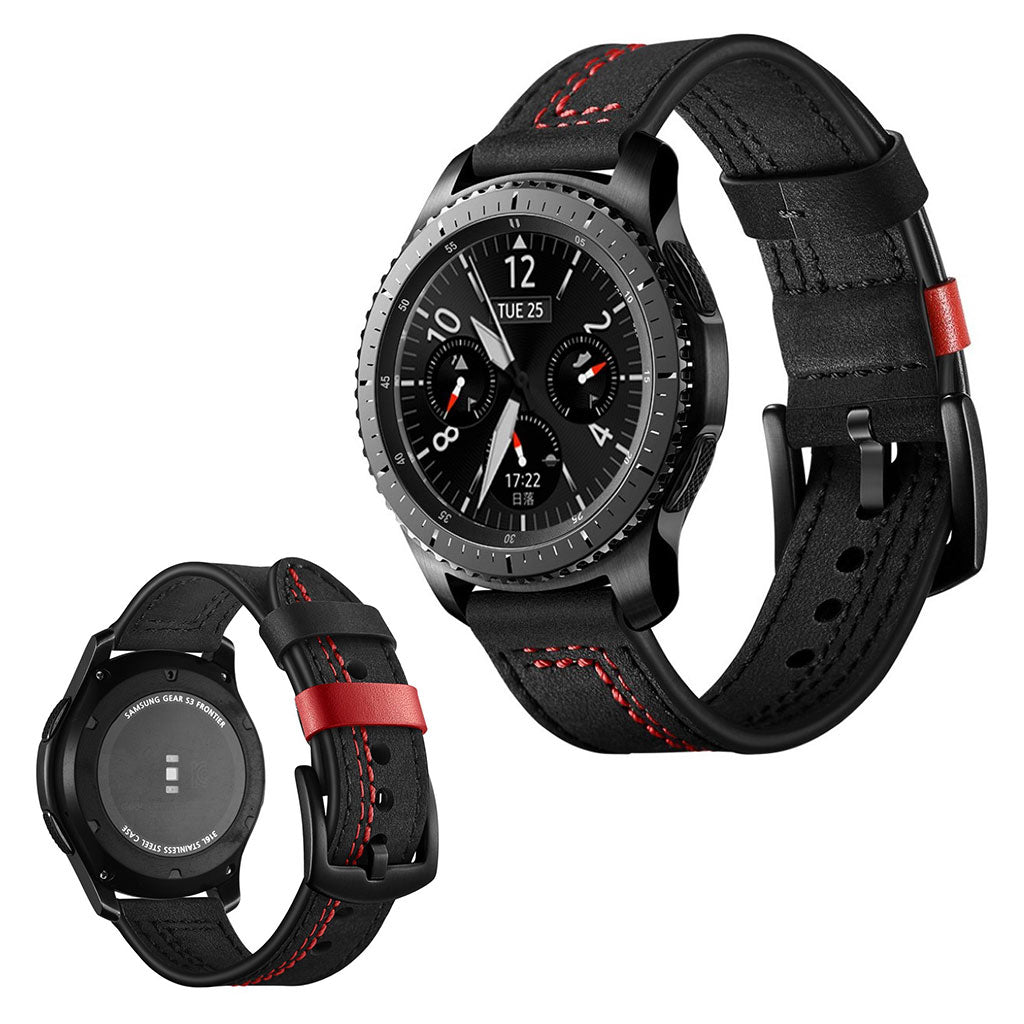 Huawei Watch / Samsung Gear S3 Frontier / S3 genuine leather watch band - Black#serie_1