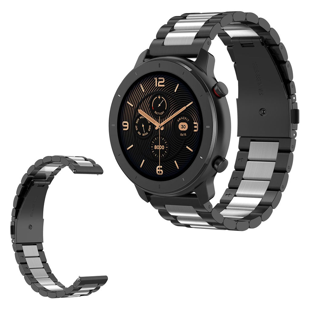 Huawei Watch GT / Watch 2 Pro / Samsung Gear S3 / Amazfit GTR 47mm stainless steel watch band - Black / Silver / Black#serie_2