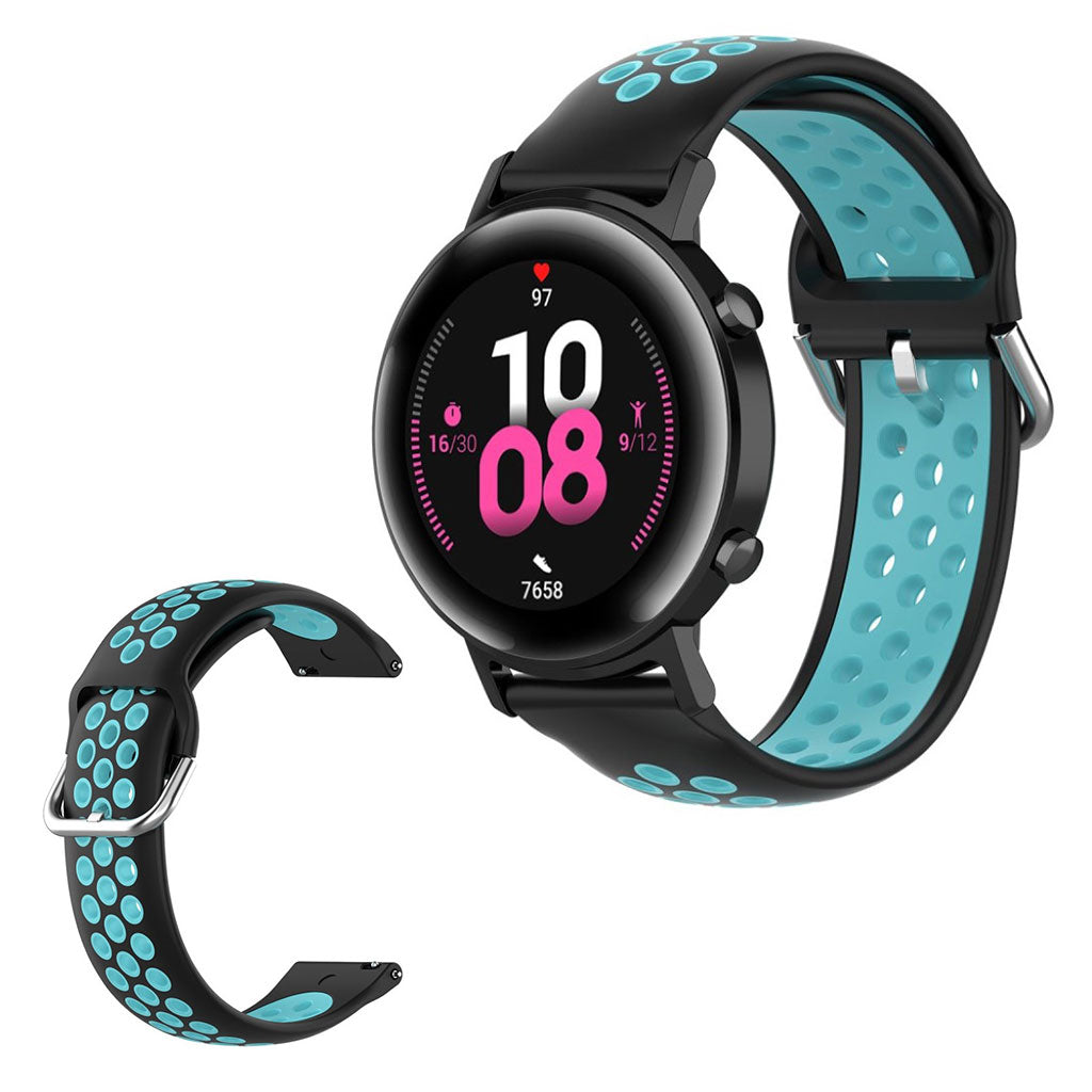 Amazfit Youth / Huawei Watch GT 2 42mm two color silicone watch band - Black / Blue#serie_1