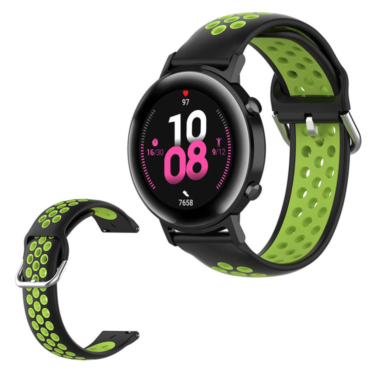 Amazfit Youth / Huawei Watch GT 2 42mm two color silicone watch band - Black / Yellowgreen#serie_12
