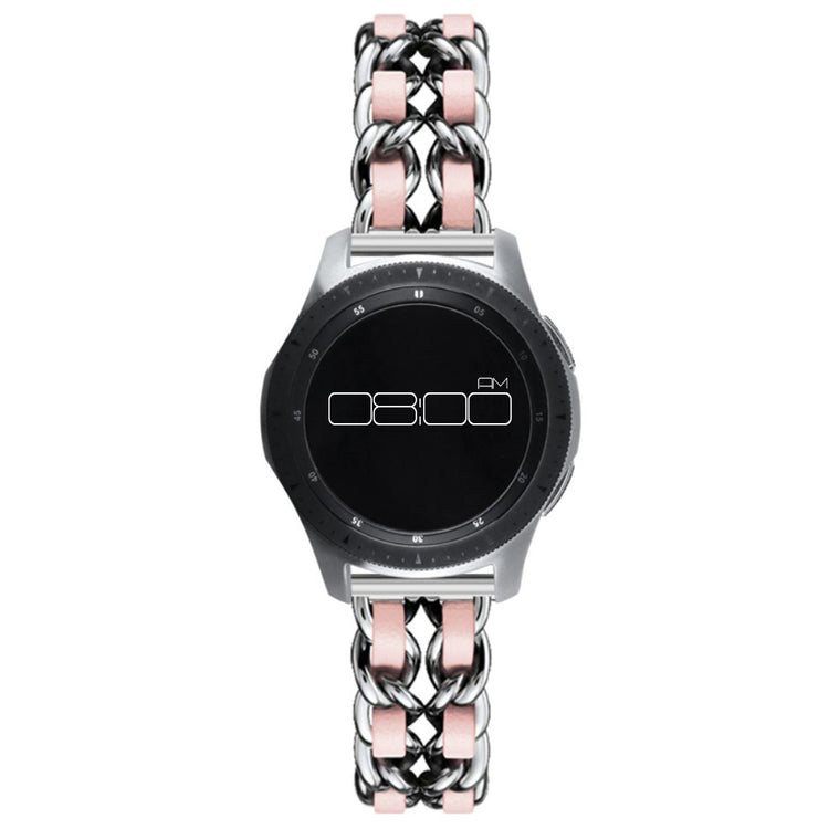 Leather on steel knit watch band for Samsung, Huawei and Amazfit watch - Silver / Pink#serie_8