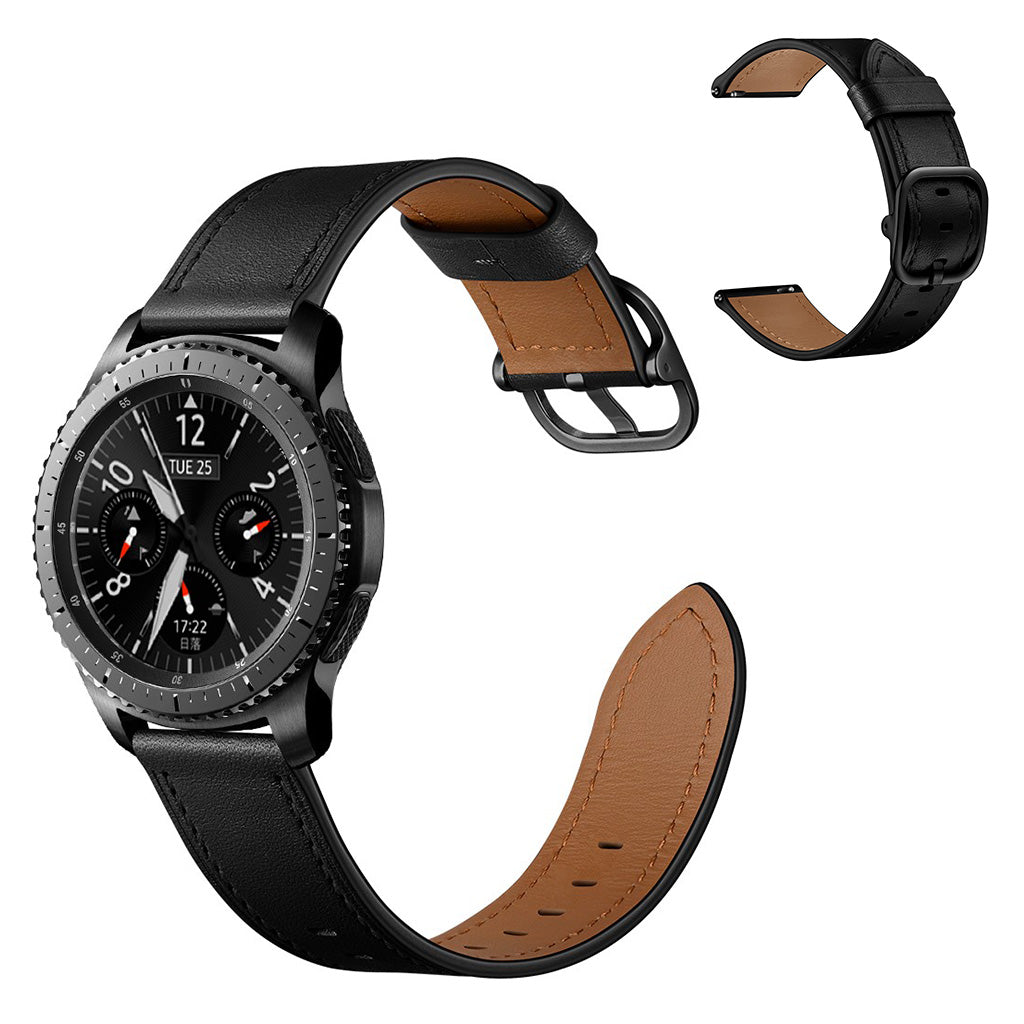 Cowhide leather watch band for Samsung / TicWatch / Amazfit watch - Black#serie_1