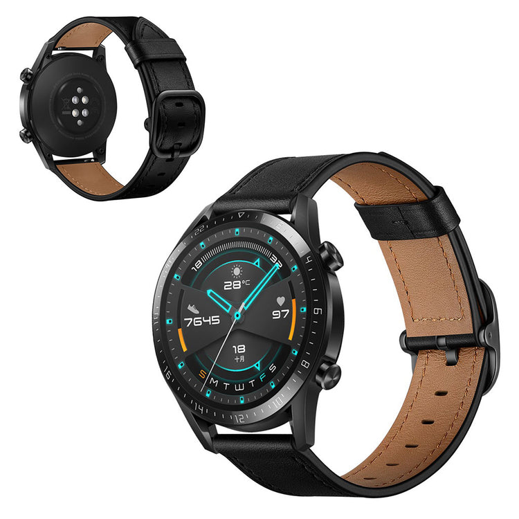 Huawei Watch GT 2 46mm / Honor MagicWatch 2 46mm cowhide leather watch band - Black#serie_1
