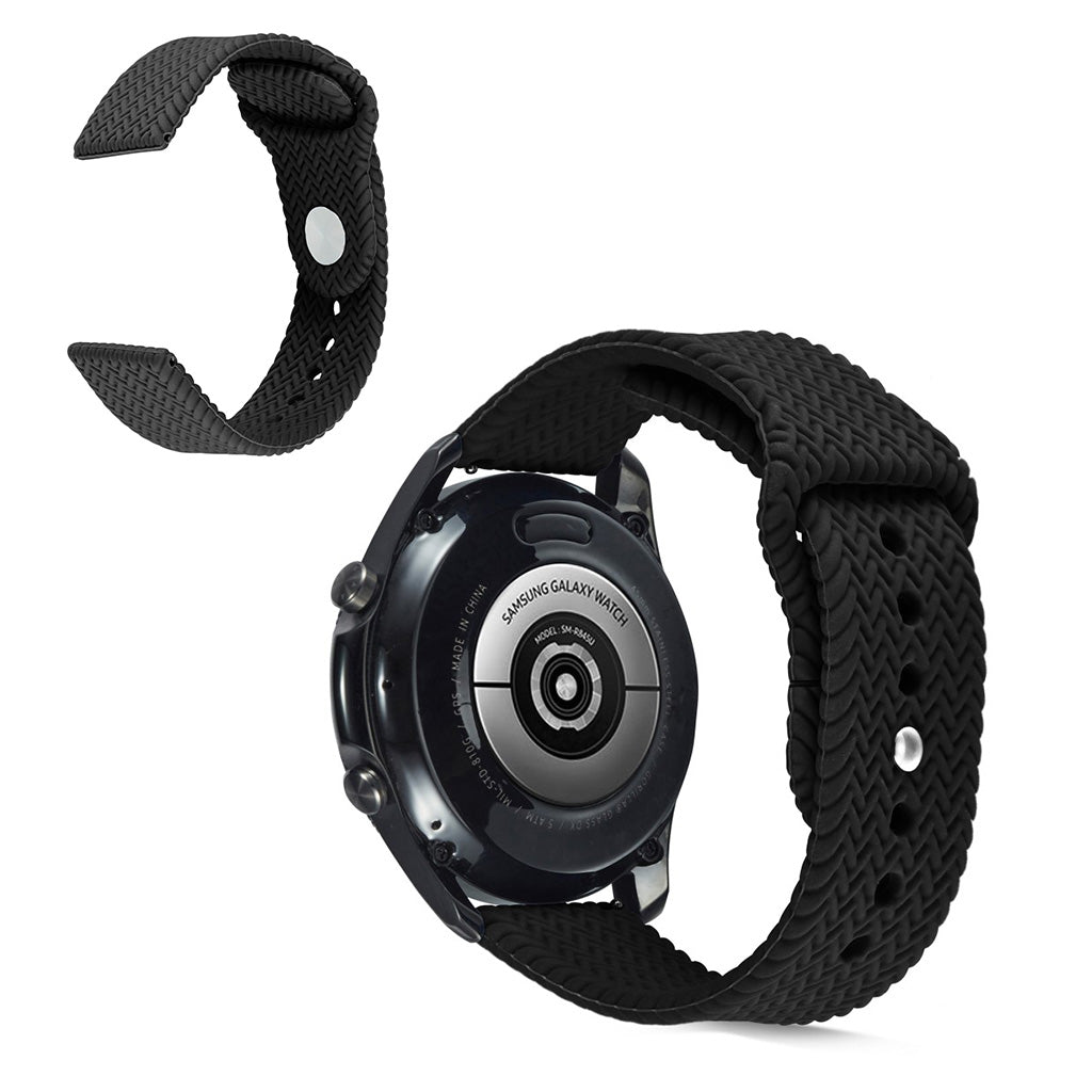 Universal silicone in weave design watch band - Black#serie_1