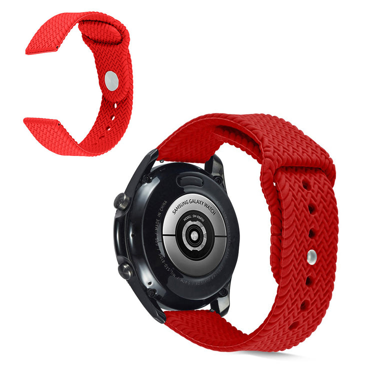 Universal silicone in weave design watch band - Red#serie_3
