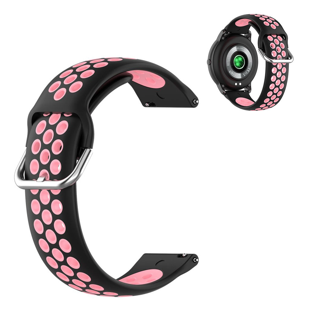 22mm Universal dual color sport silicone watch band - Black / Pink#serie_4