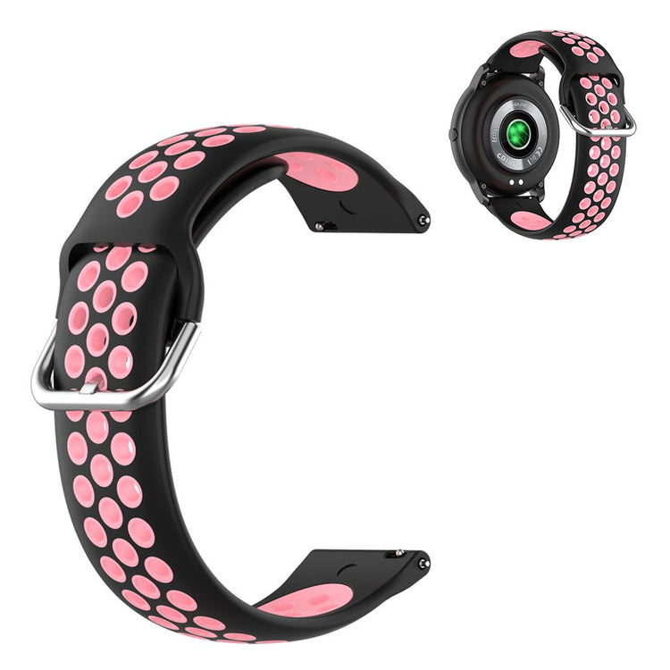 22mm Universal dual color sport silicone watch band - Black / Pink#serie_4