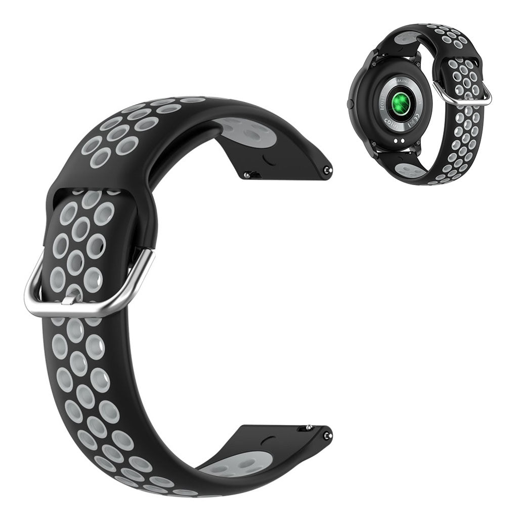 22mm Universal dual color sport silicone watch band - Black / Grey#serie_6