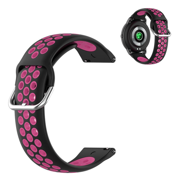 22mm Universal dual color sport silicone watch band - Black / Rose Red#serie_7