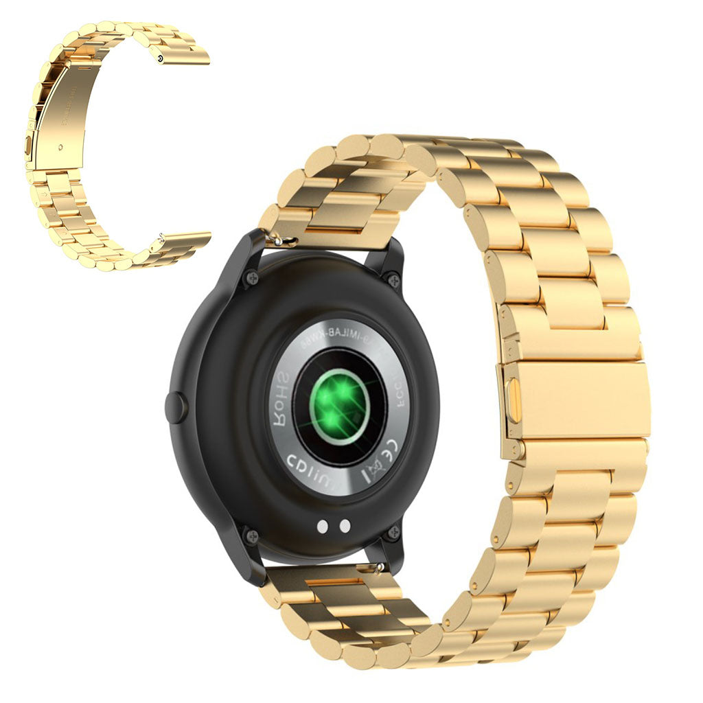22mm Universal elegant three bead stainless steel watch band - Gold#serie_1